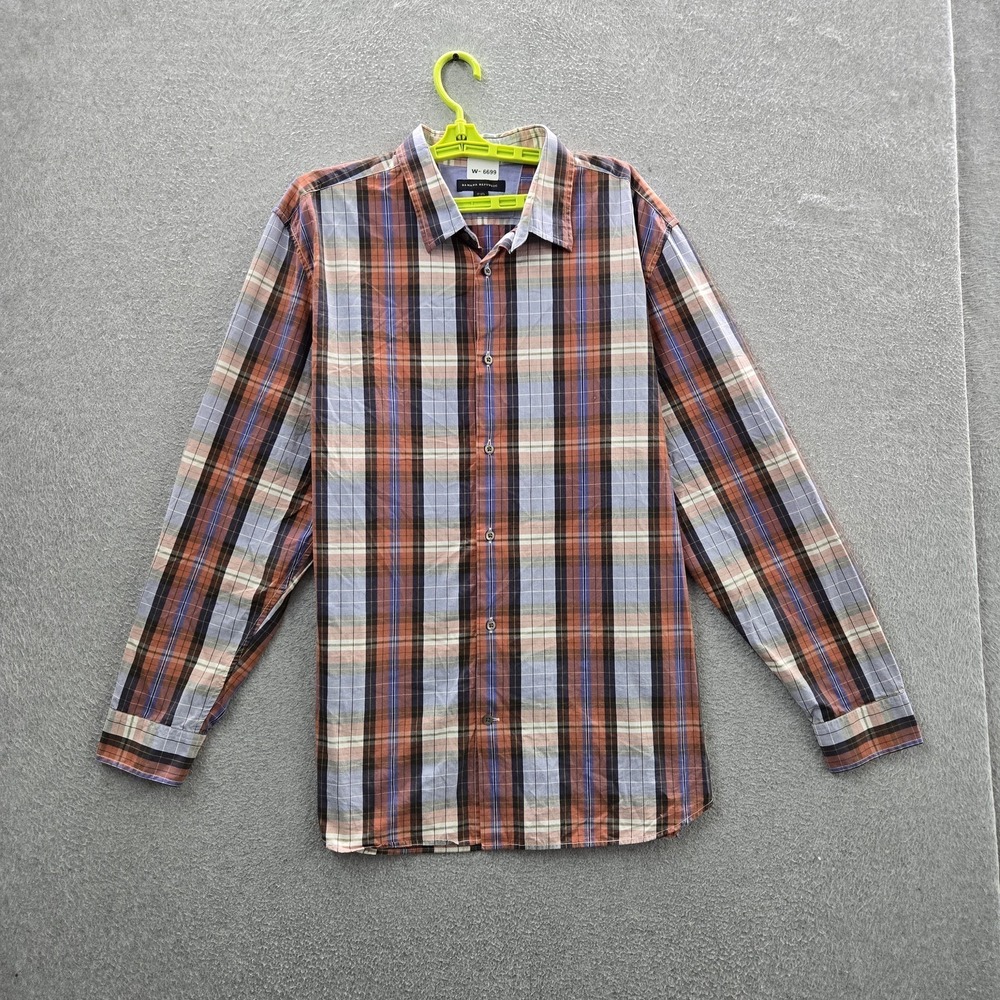 Banana Republic Men Button Up Shirt XL 17-17.5 Multicolor Plaid Long
